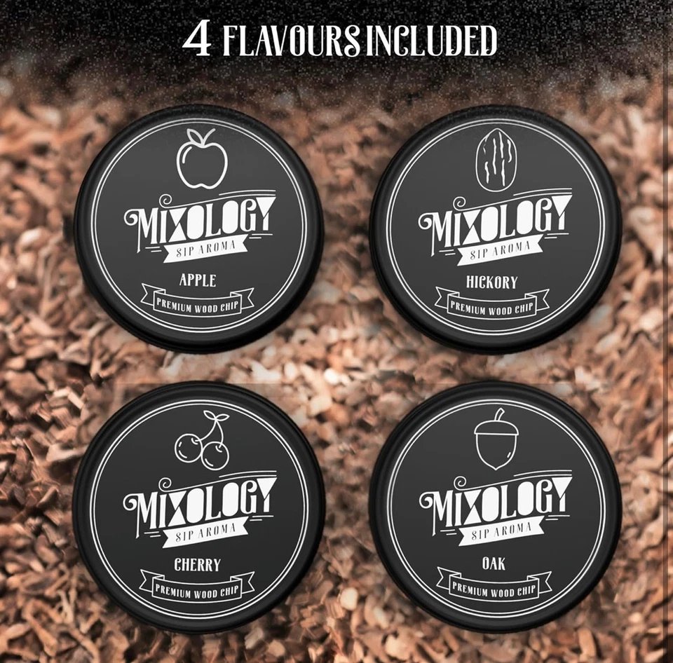 Kit de ahumador de cóctel Mixology con antorcha 4 astillas de madera de sabor, juego antiguo Foto 4 de 4