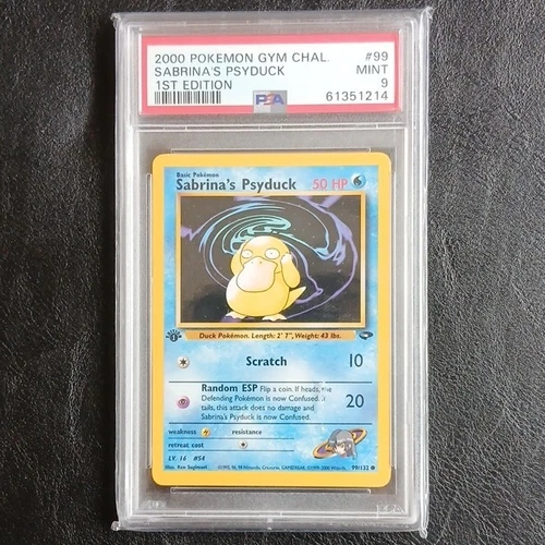 Pokémon 2000 Gym Challenge Sabrina's Psyduck 1st Edition 99/132 PSA 9 English