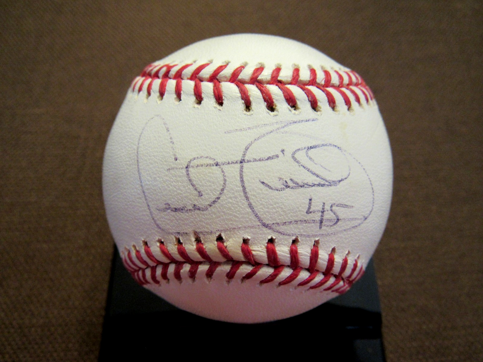 CECIL FIELDER # 45 1996 WSC YANKEES TIGERS 319 HR'S SIGNED AUTO OML BASEBALL JSA