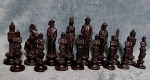 Extremely Rare Highly Detailed 1951 British Gothic Chess Set, Only 12 Sets Made.