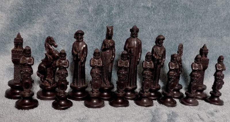 Extremely Rare Highly Detailed 1951 British Gothic Chess Set, Only 12 Sets Made.