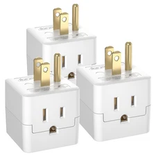 3 Outlet Extender Indoor Grounded AC Power Wall Tap Adapter Plug,ETL Listed