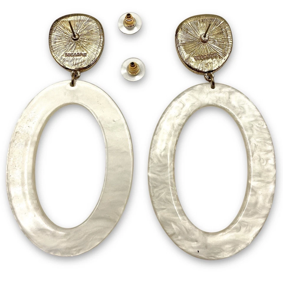 Pendientes SUGARFIX GO-GO Lucite Dinastía Barbie Rosa Blanco Tono Oro ¡Divertidos! Nuevo sin etiquetas Foto 3 de 4