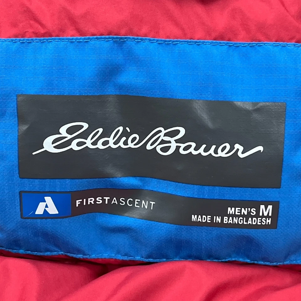 Eddie Bauer Coat Men's Medium Blue Hooded Peak Xv Goose Down Puffer Jacket Parka - Image 3 of 4