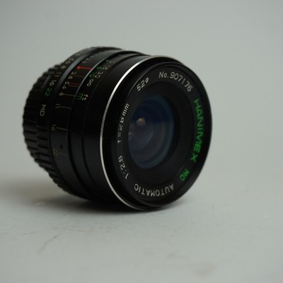 Hanimex 1:2.8 28mm Weitwinkel-Objektiv für Minolta MC Vintage Kamera Schwarz
