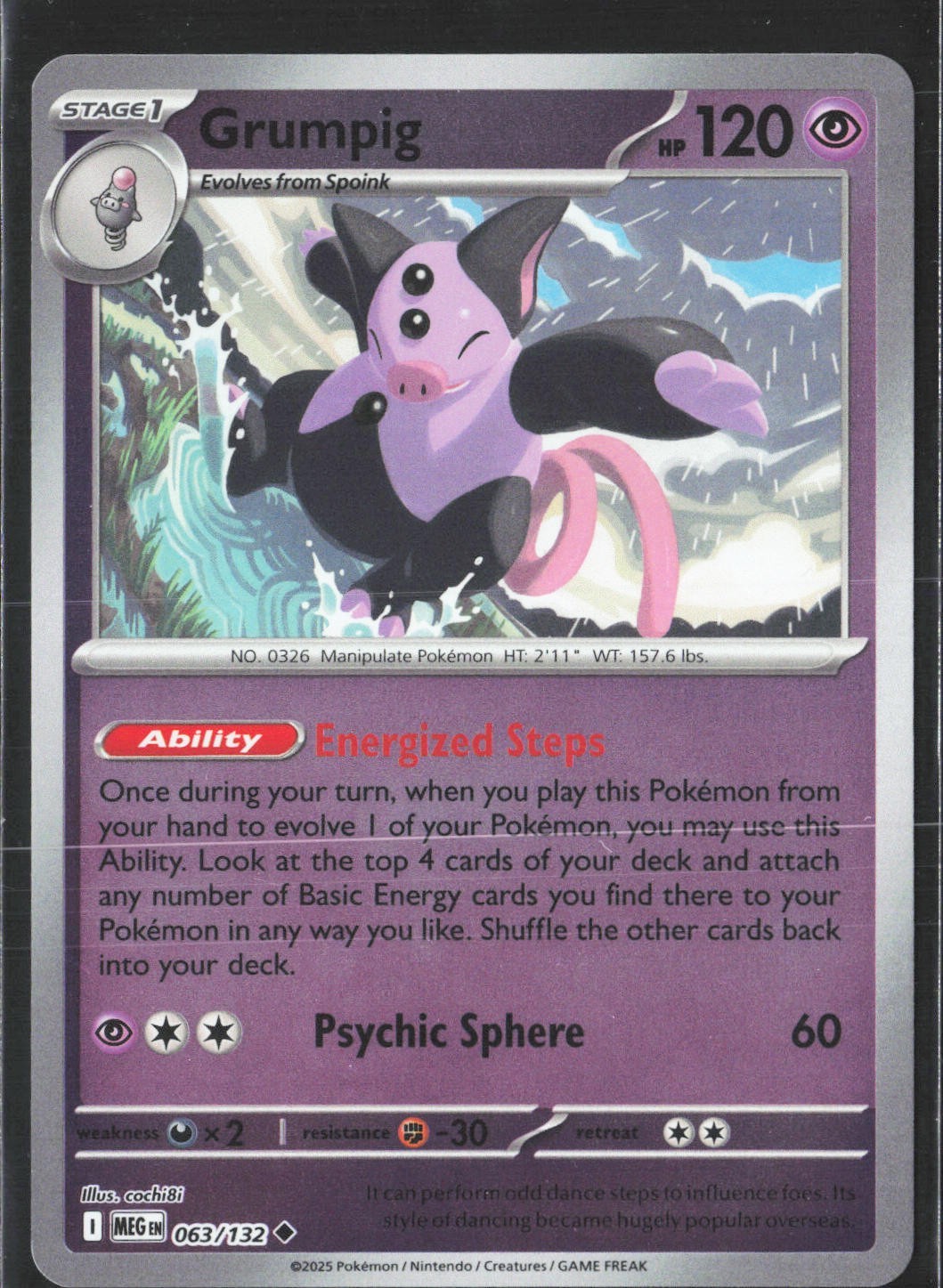 Grumpig 063/132 ME01: Mega Evolution Reverse Holo