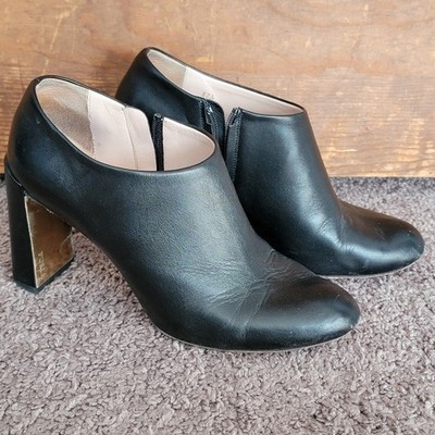 Furla Black Leather Italian Ankle Booties 37.5