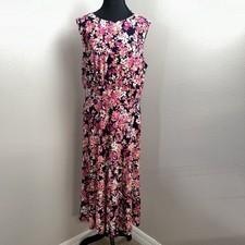 London Times Dress Women’s 12 Black & Pink Floral Feminine Cottagecore Garden