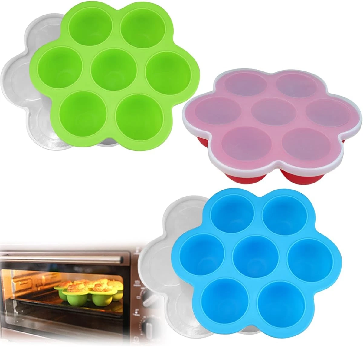3 Pack Silicone Egg Bite Mold for Air Fryer Silicone Molds - Alternative to Sous