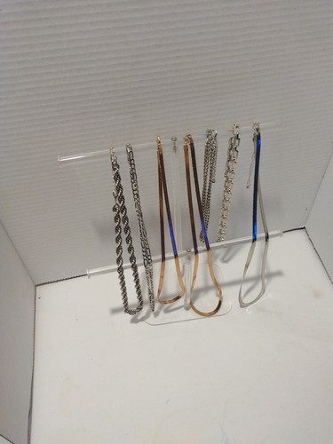 Silver And Gold Tone Necklaces Various Lengths Lot Of 7 Chains Jewelry Fashion - Picture 16 of 16