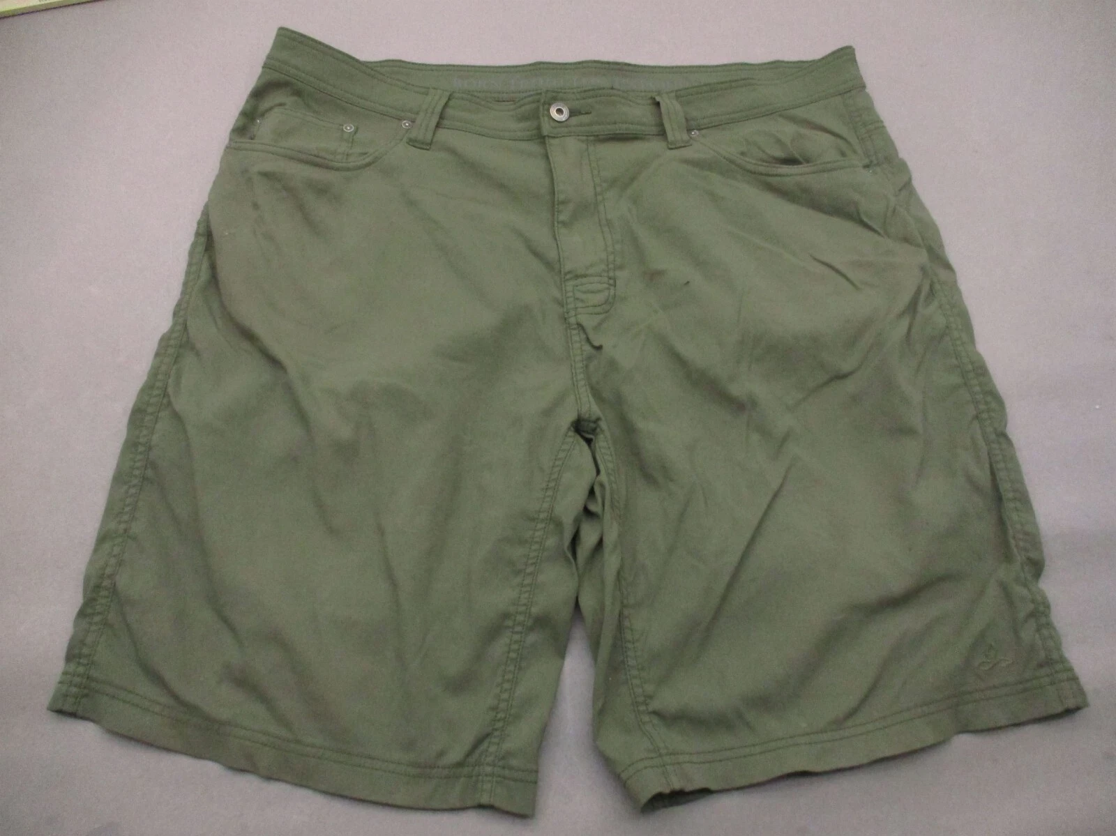 Prana Size 40 Mens Olive Zip Fly Pockets Flat Front Stretch Chino Shorts 942