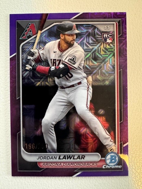 2024 Bowman Chrome Jordan Lawlar RC Purple Mojo Refractor /250 #55