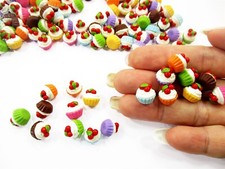 Dolls House Miniature Food Lot 100 Mixed Cupcakes Cherry Top WHOLESALE 6322