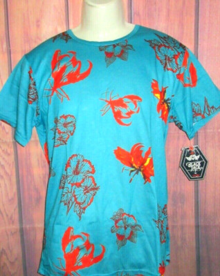MENS BLACK JACK TROPICAL TEAL T-SHIRT SIZE XL