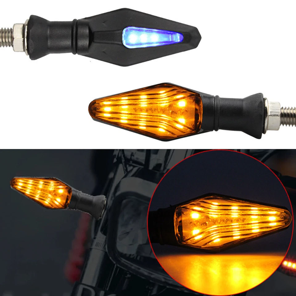 2 PIEZAS Luz Indicadora Indicadora de Giro Universal 12LED Ámbar+Azul Moto Foto 3 de 4