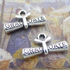 MIXED SET of 6 New GRADUATE Charms Tibetan Silver Alloy ONE EACH Free Shipping 