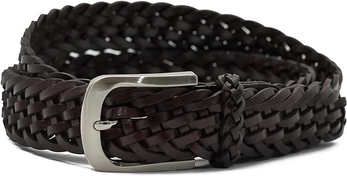 Mens Braided Real Leather Belt Retro Woven Smart Casual Jeans Chino Prong Buckle