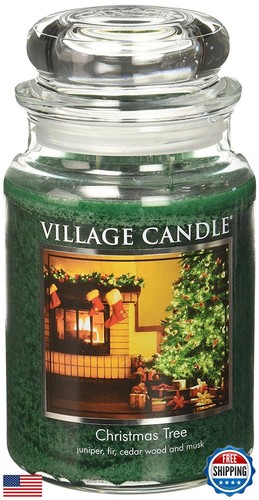 Village Candle Christmas Tree Large Glass Apothecary Jar Scented Candle, (26o - 第 1/3 張圖片