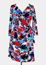 Diane Von Furstenberg Dress Size 2 Women Multicolor Silk Jersey Faux Wrap