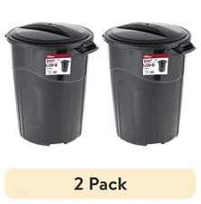 (2 pack) Hyper Tough 32 Gallon Heavy Duty Plastic Garbage Can, Included Lid