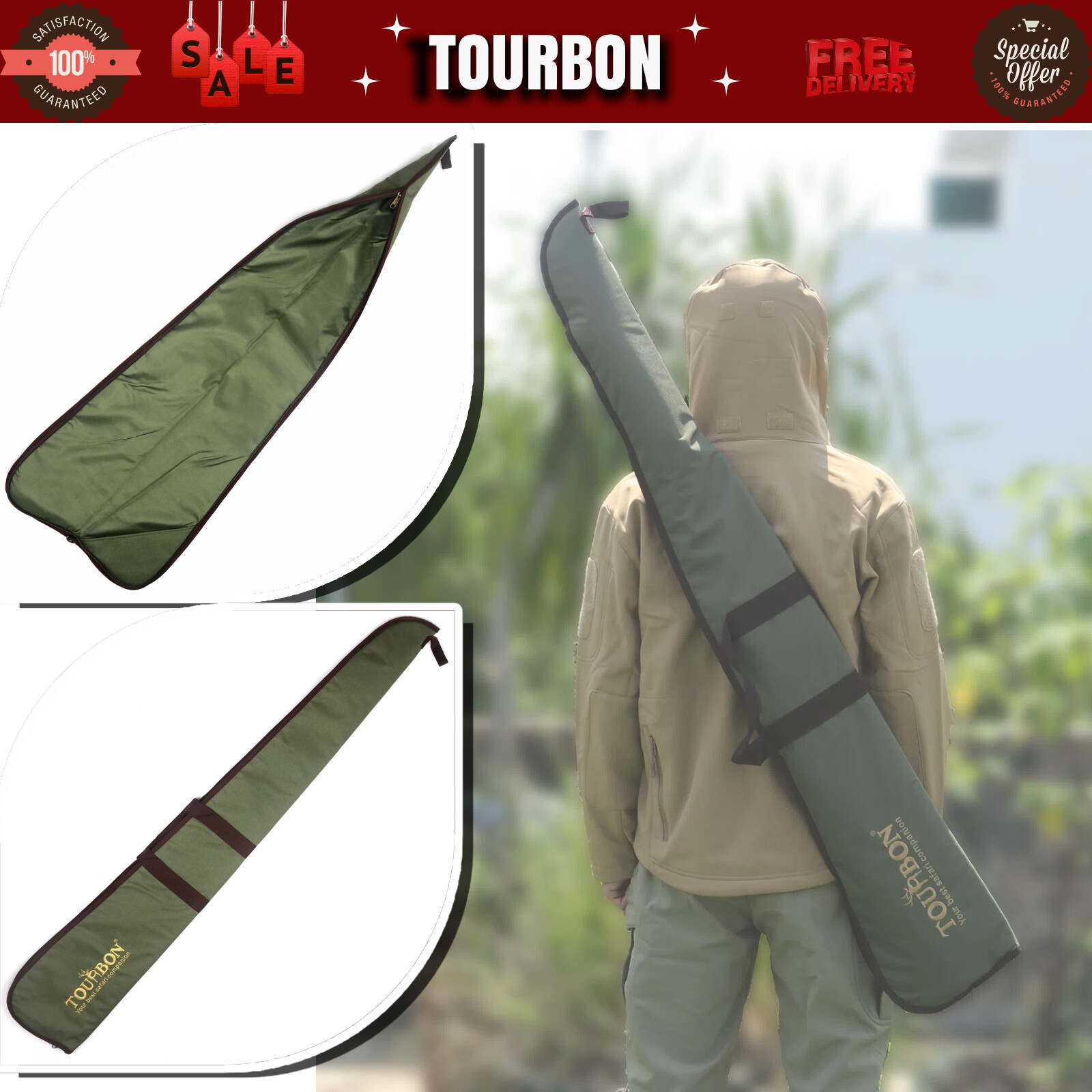 TOURBON Shotgun Bag Soft Carry Case Hunting Storage Gun Slip Clay Pack Nylon
