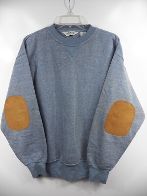 ORVIS MENS MEDIUM CREWNECK SWEATER LEATHER ELBOW