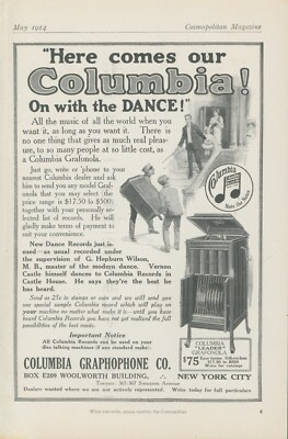 1914 Columbia Graphophone Phonograph On With The Dance Vintage Print Ad ...
