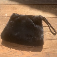 Antique Black Soft Animal Fur Hand Muff