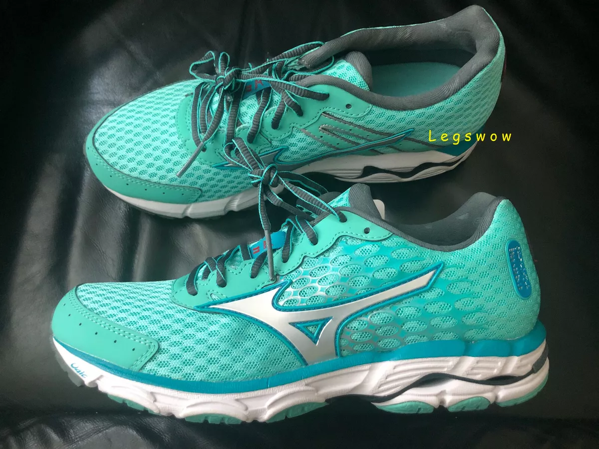 Mizuno Running Shoes Sneakers Blue Green White Womens 9 Gym Tennis New