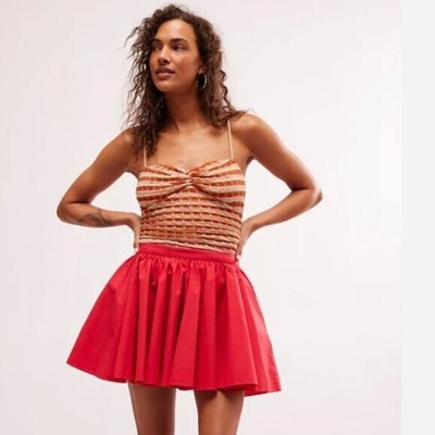 NWT Free People Gaia Cotton Poplin Miniskirt Medium, BELLA ROSA