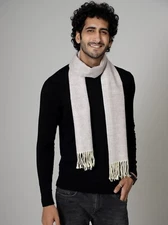 Mens Womens Wool Check Scarf India Made Warm Plaid Wool 100% Cashmere Scarves