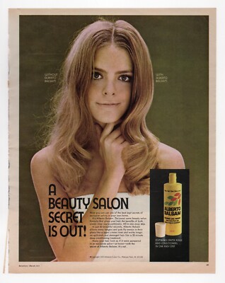 vintage 1970s large size mag print ad Alberto Balsam hair care beautiful girl