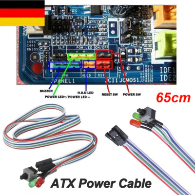 ATX PC Computer Motherboard Netzkabel Schalter Ein/Aus/Reset Taste ersetzen_