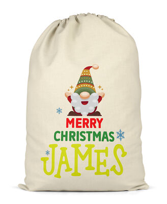 Personalisierter Weihnachtssack Happy Gonk Zwerg Weihnachten Geschenktüte XL für Geschenke Geschenke
