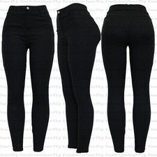 New Ladies Women Black Stretchy Pull On Jeggings Legging Size 8-20