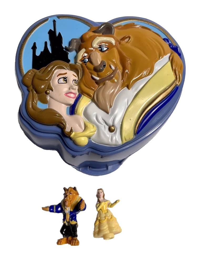 Vintage Polly Pocket Disney BEAUTY AND THE BEAST Bluebird 1995 with 2 Dolls