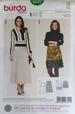 Burda 6699 Rock Panel A Linie Flare Full Block Panel Damen Neu Uncut Muster