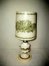 HOLLYWOOD REGENCY PLASTIC TOLE LAMP SHADE RETRO 1960s GREEN WHITE MID CENTURY
