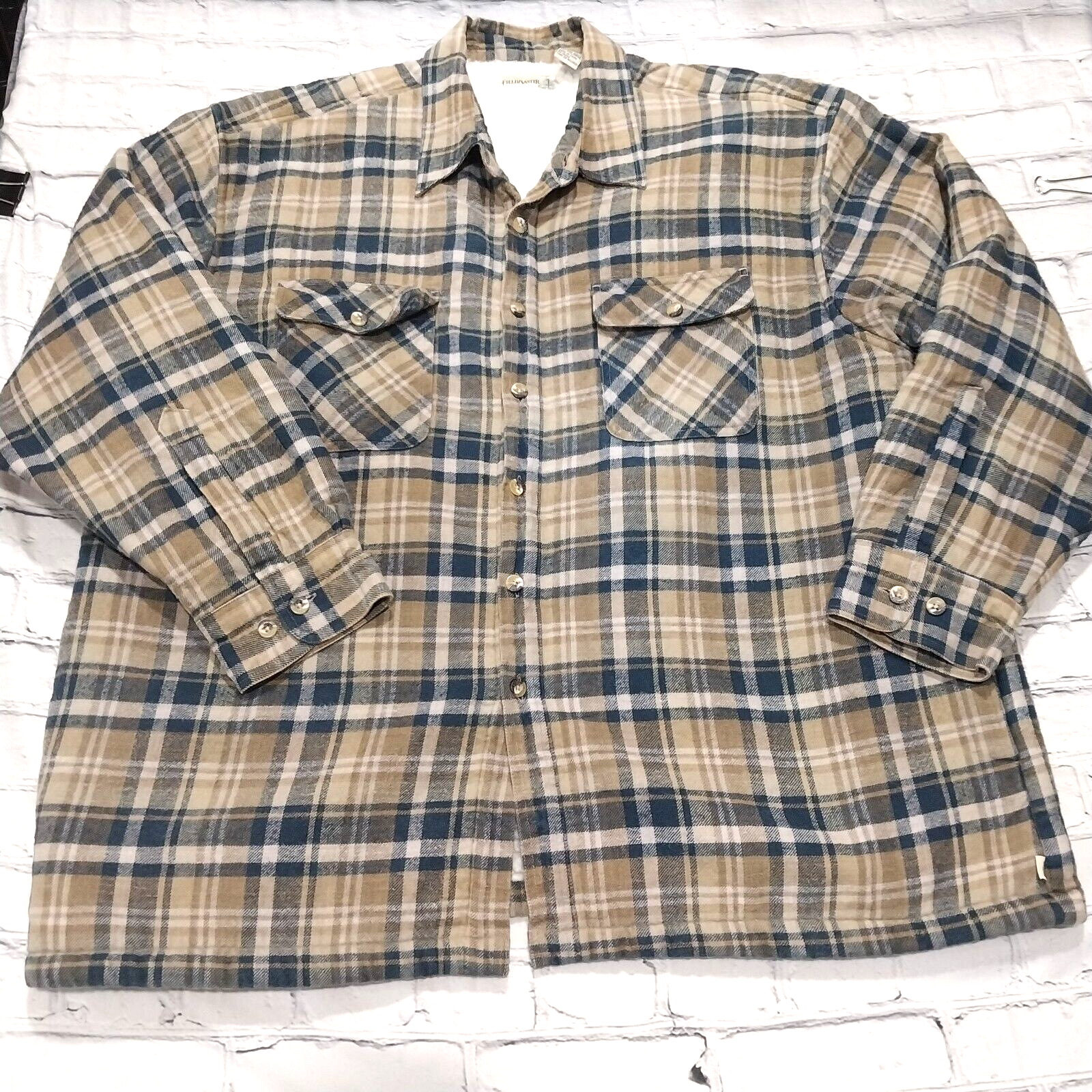 Fieldmaster Sherpa Lined Flannel Shirt Jacket for Men XXL Black Beige Plaid-image