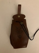 Medieval Belt Pouch Brown Renaissance Faux Leather Drawstring Dice Bag Viking