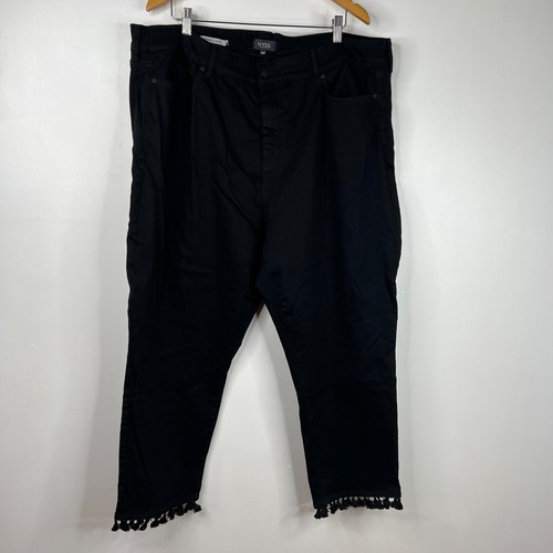 NYDJ Sheri Ankle Jeans Womens Sz 24W Black Tassel Crop Denim