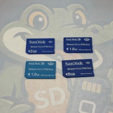 LOT of 4 MemoryStickDUO Cards - Various Sizes - Untested - Various Brands- GC944