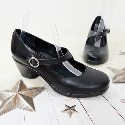 Dansko Becca Mary Jane Heels Black Nappa Leather Buckles Women's Size 41