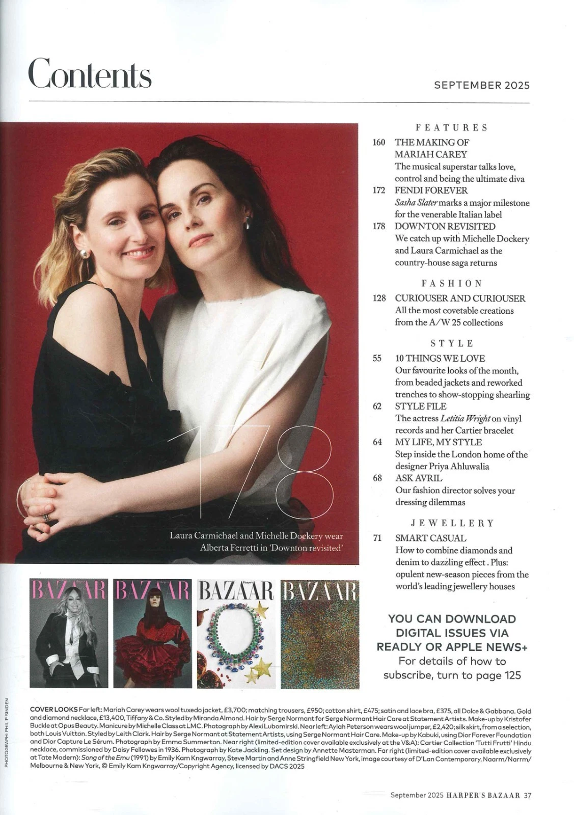 UK Harper's Bazaar Magazine: Mariah Carey, Michelle Dockery, Cover