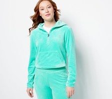 Juicy Couture Women's Sleepwear Sz XL Luxe Velour Pullover Hoodie Blue A476958