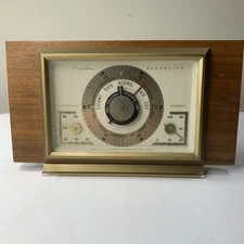 MCM vintage Air guide Instrument Barometer Swedish Style Mid Century Design Wood