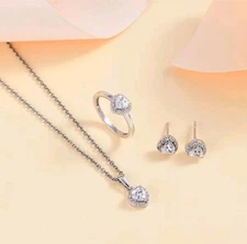 J Francis Zirconia by Swarovski 4.00 ctw Heart  Earrings,Ring & Pendant  925 SS