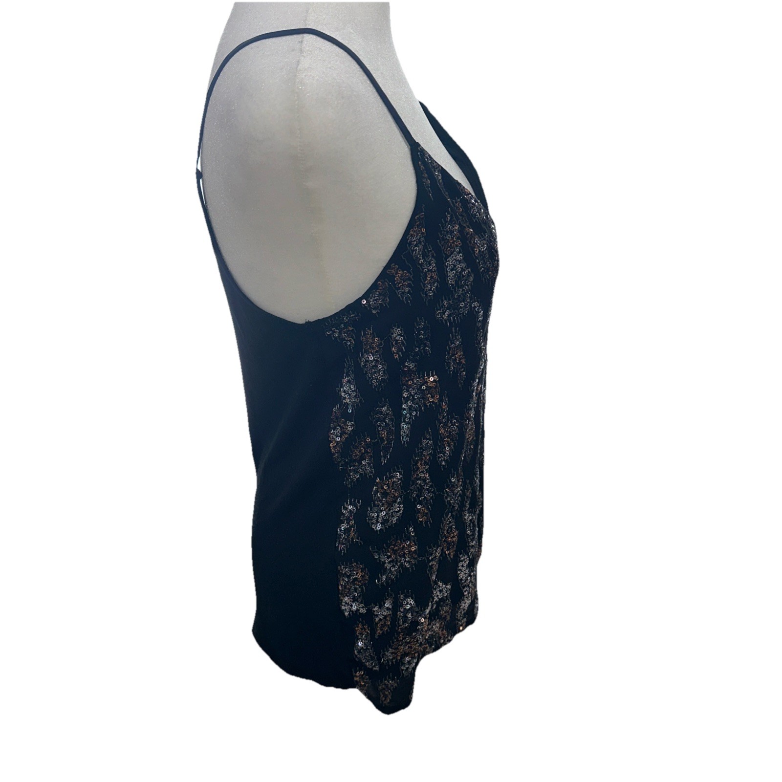 Express Sequin Black Spaghetti Strap Sleeveless V… - image 4