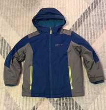 Swiss Tech Winter Jacket Youth Size M 8 Hooded Style Blue Gray Removable Liner