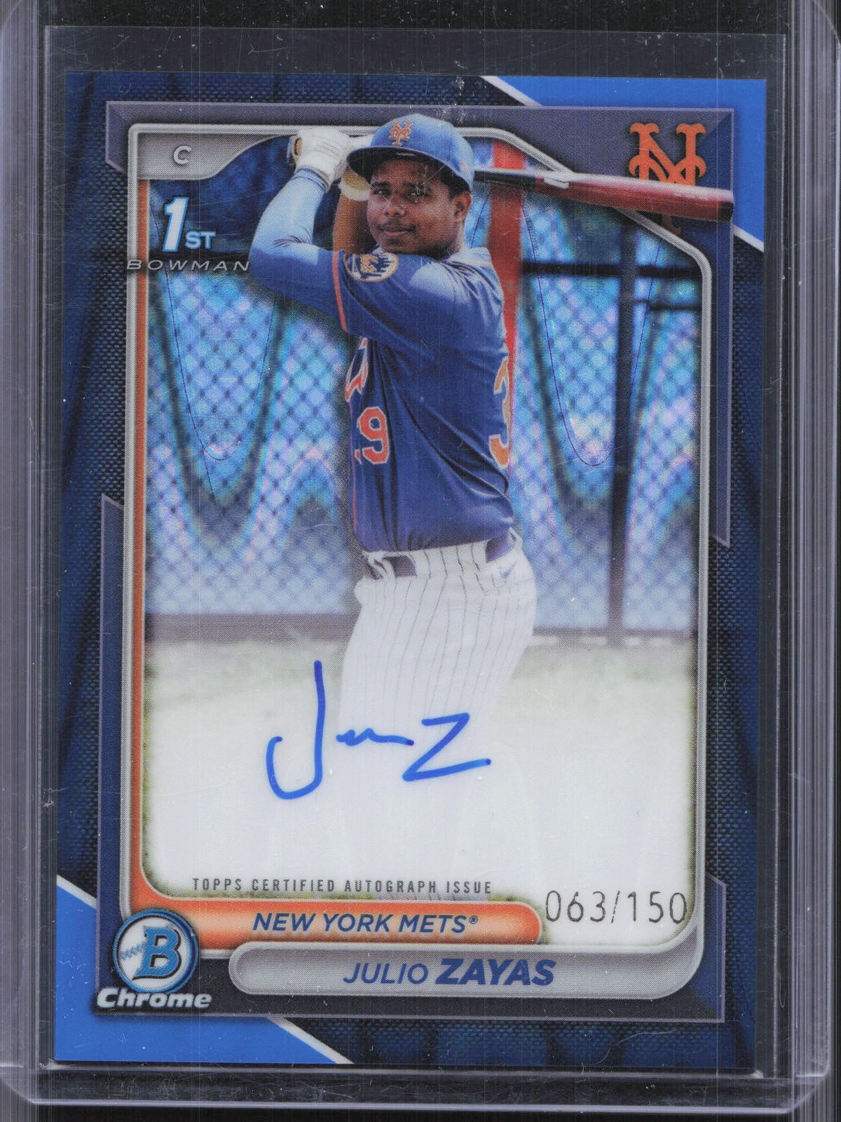2024 Bowman Chrome #CPA-JZ Julio Zayas 1st Blue Raywave Auto #/150